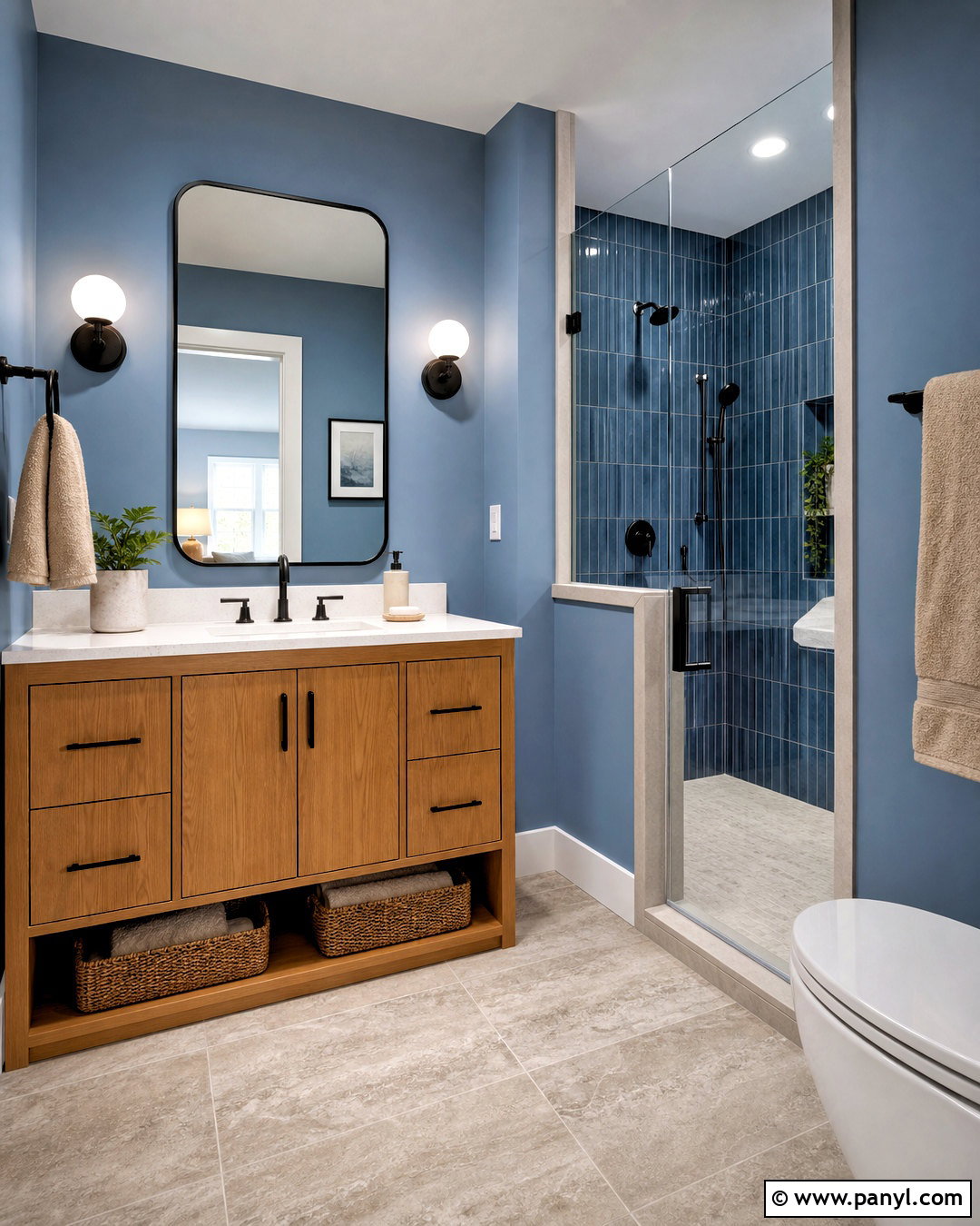 Blue Bathroom With Wood Vanity - 20 blue bathroom design ideas