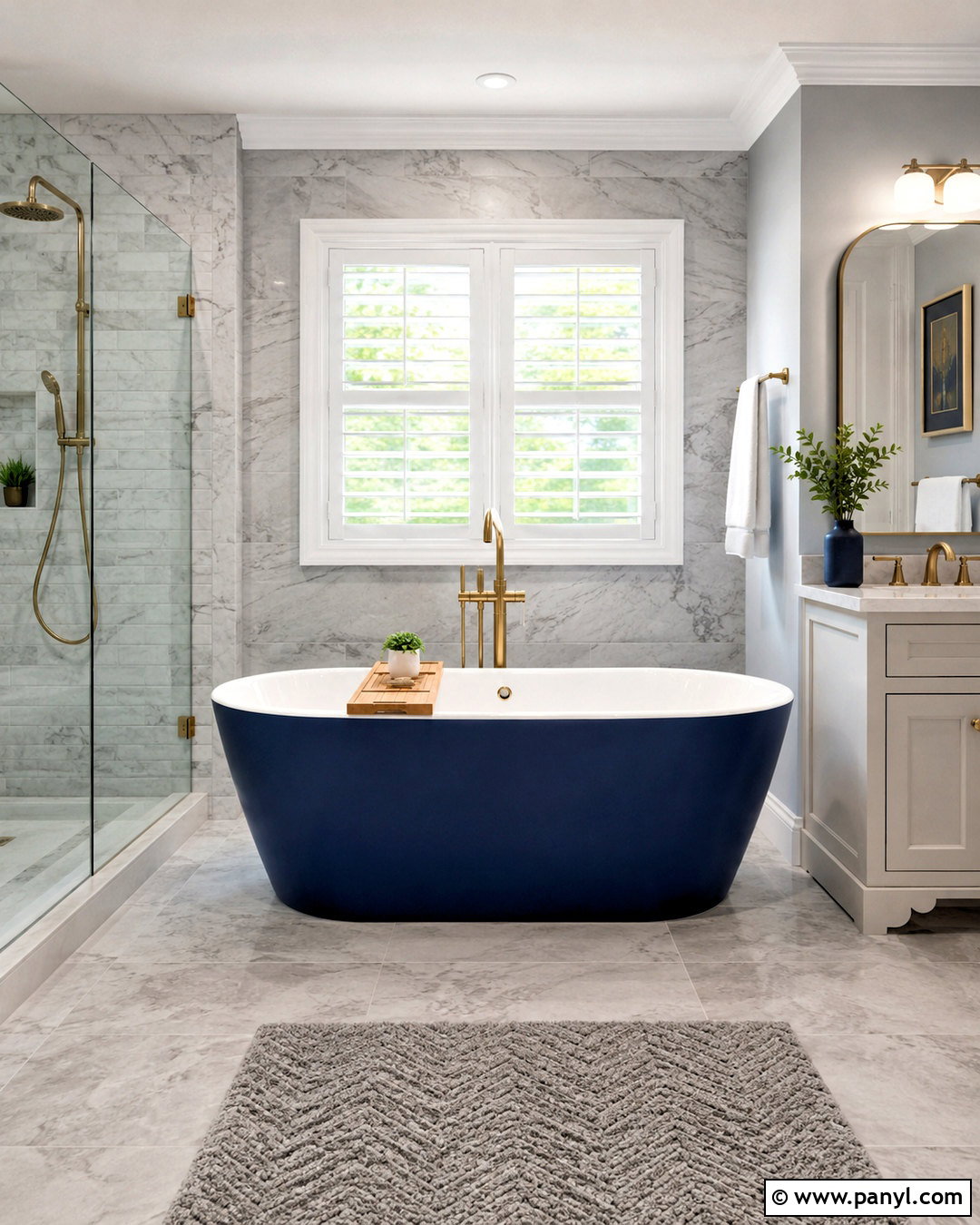 Blue Bathtub With Gray Surround - 20 blue and grey bathroom ideas