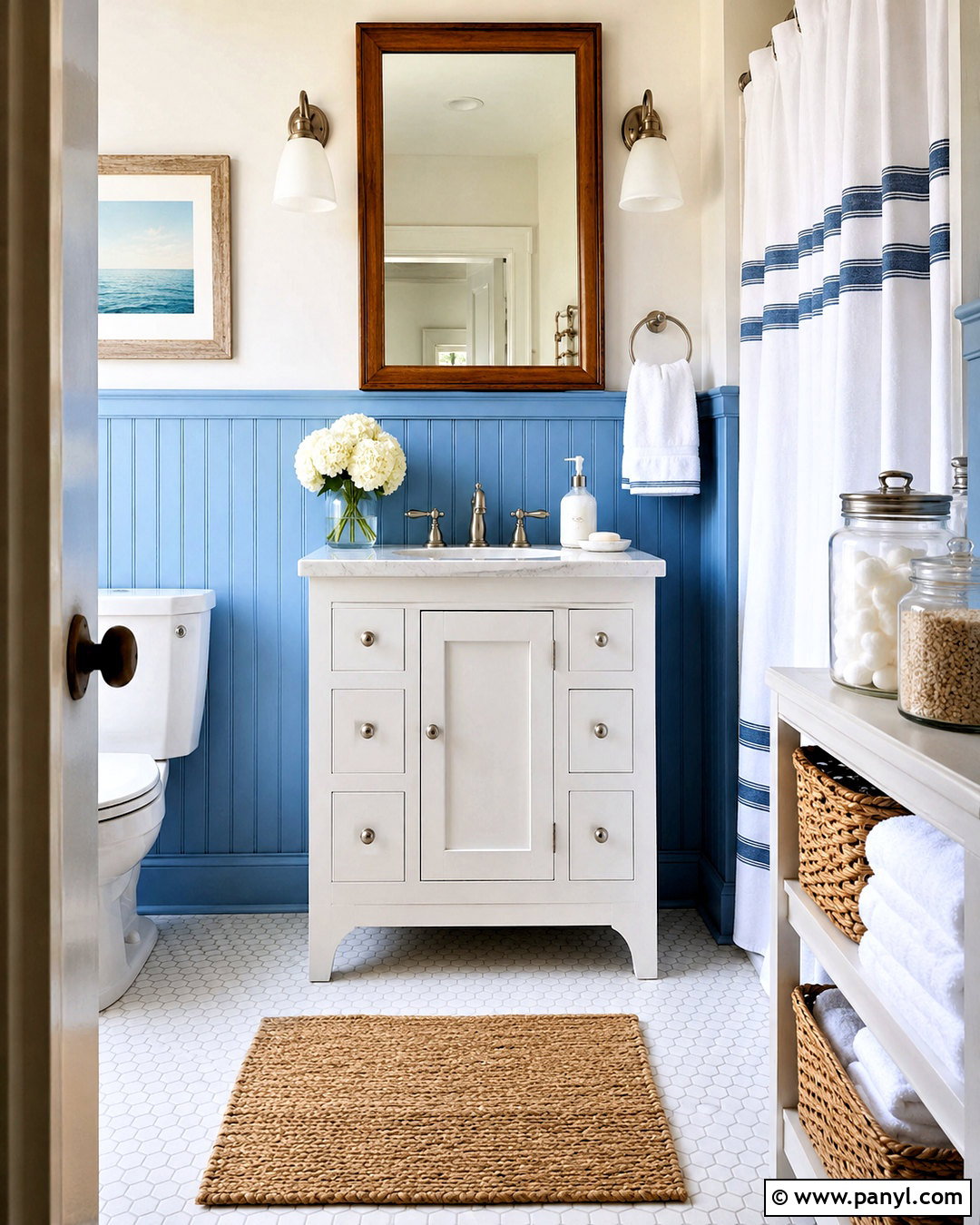 Blue Beadboard Bathroom - 20 coastal blue bathroom ideas