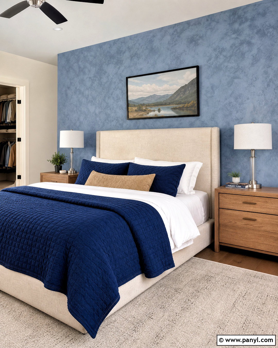 Blue Bedroom Sponge Wall - 20 sponge wall diy ideas
