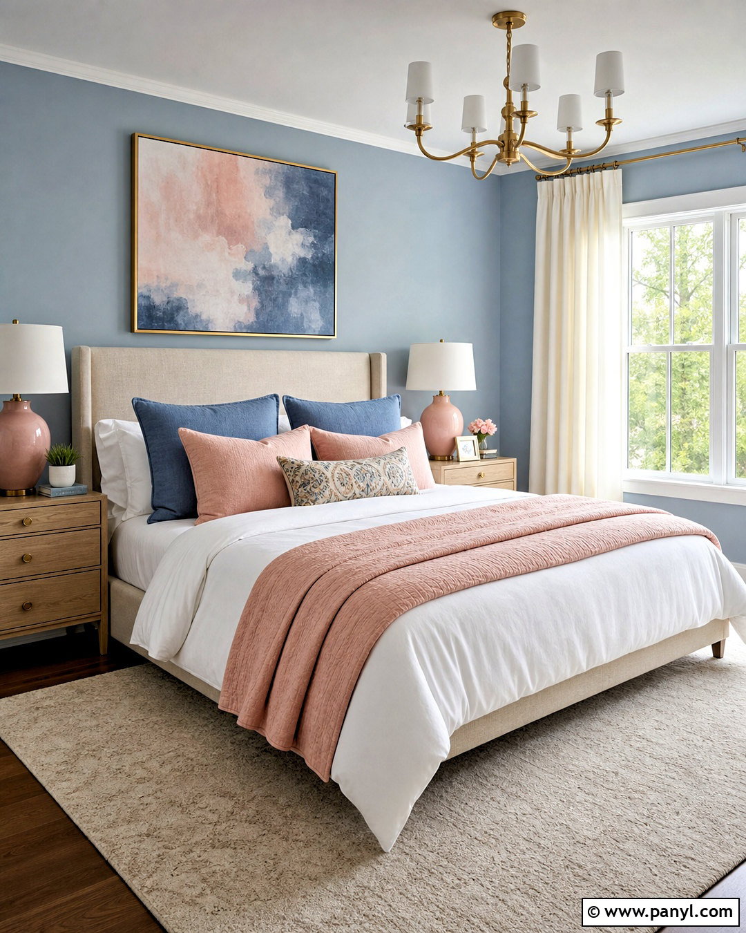 Blue Bedroom With Blush Pink Accents - 20 blue paint bedroom ideas
