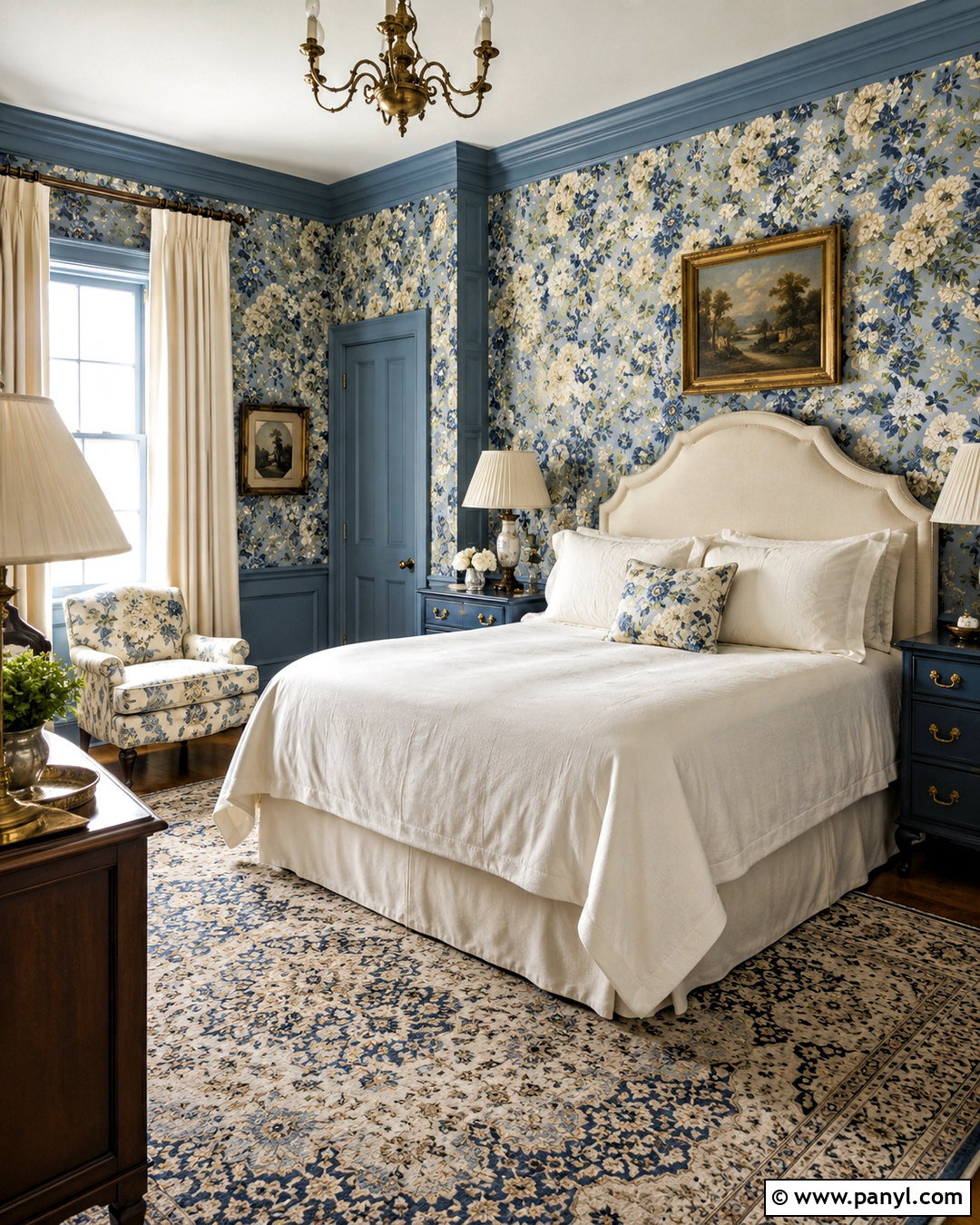 Blue Bedroom With Floral Wallpaper - 20 blue bedroom design ideas