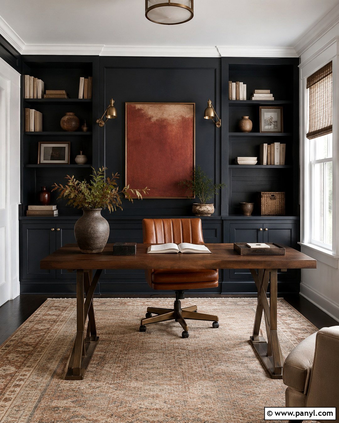 Blue Black Home Office - 20 Black Wall Paint Color Ideas
