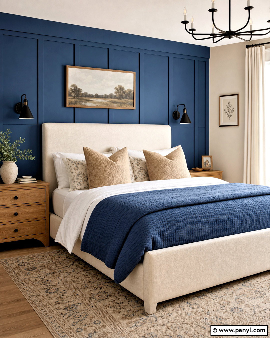 Blue Board And Batten Accent Wall - 20 bedroom blue accent wall ideas