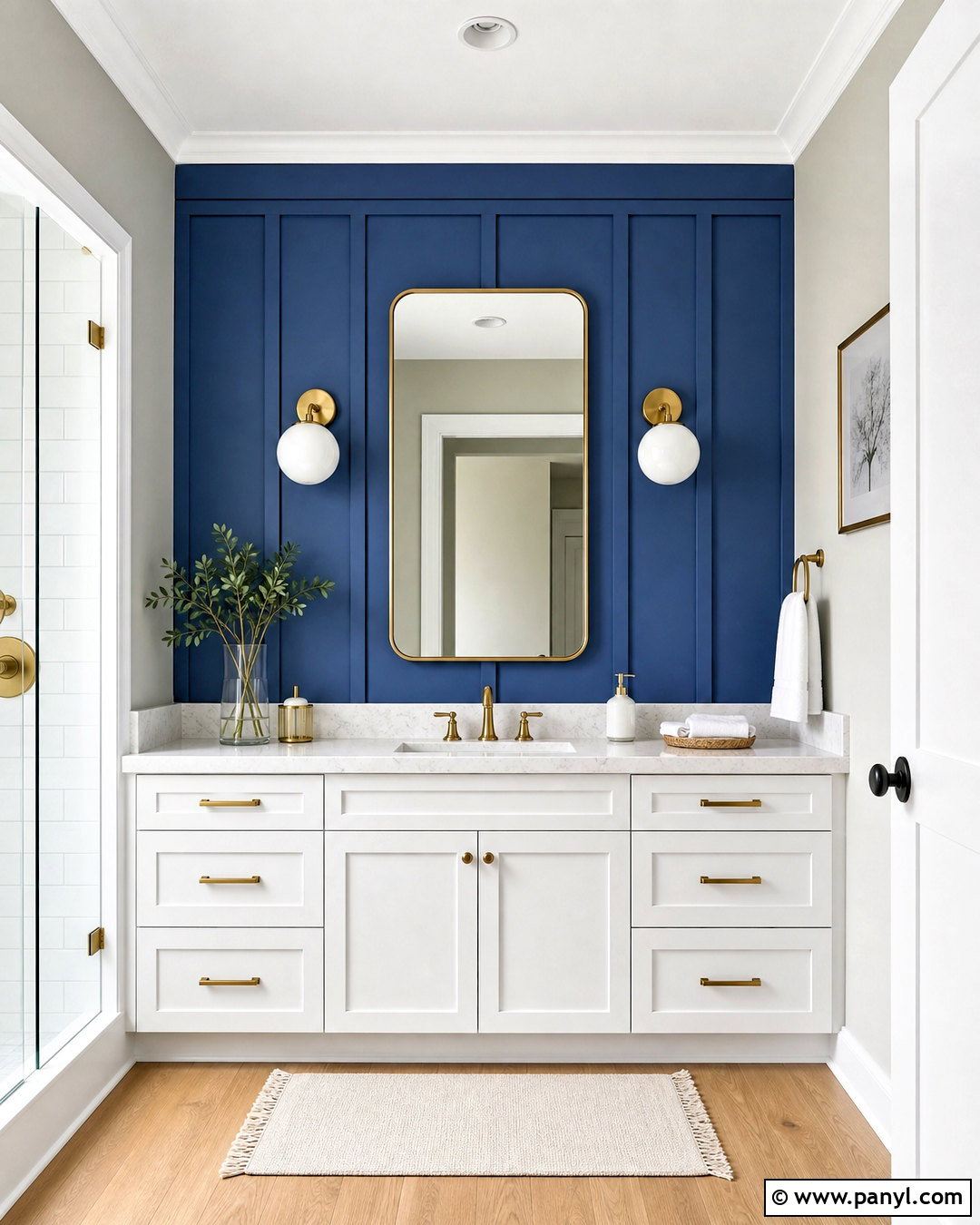 Blue Board And Batten Bathroom Accent Wall - 20 blue accent wall bathroom ideas