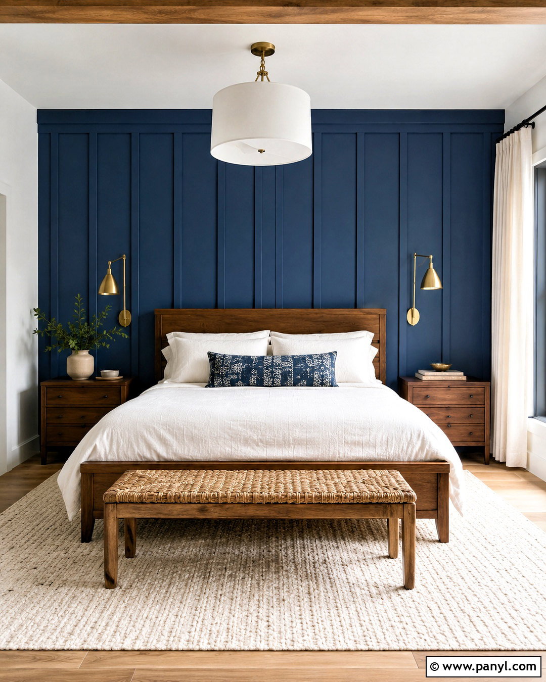 Blue Board And Batten Bedroom Wall - 20 White Walls With Blue Accent Wall Ideas