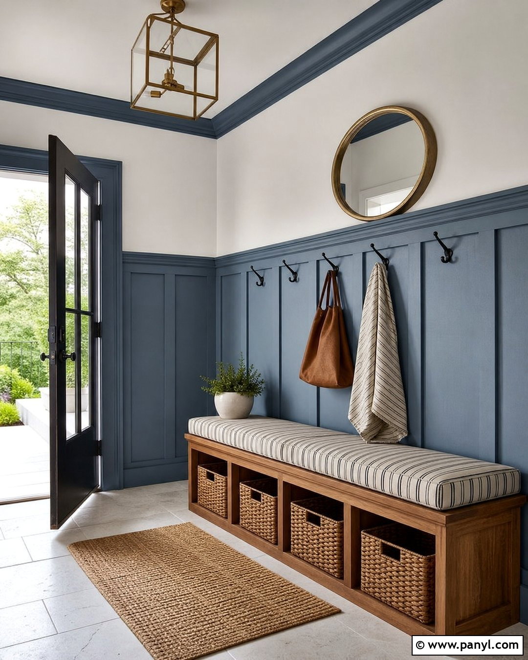 Blue Board And Batten Entryway - 25 Textured Blue Wall Ideas