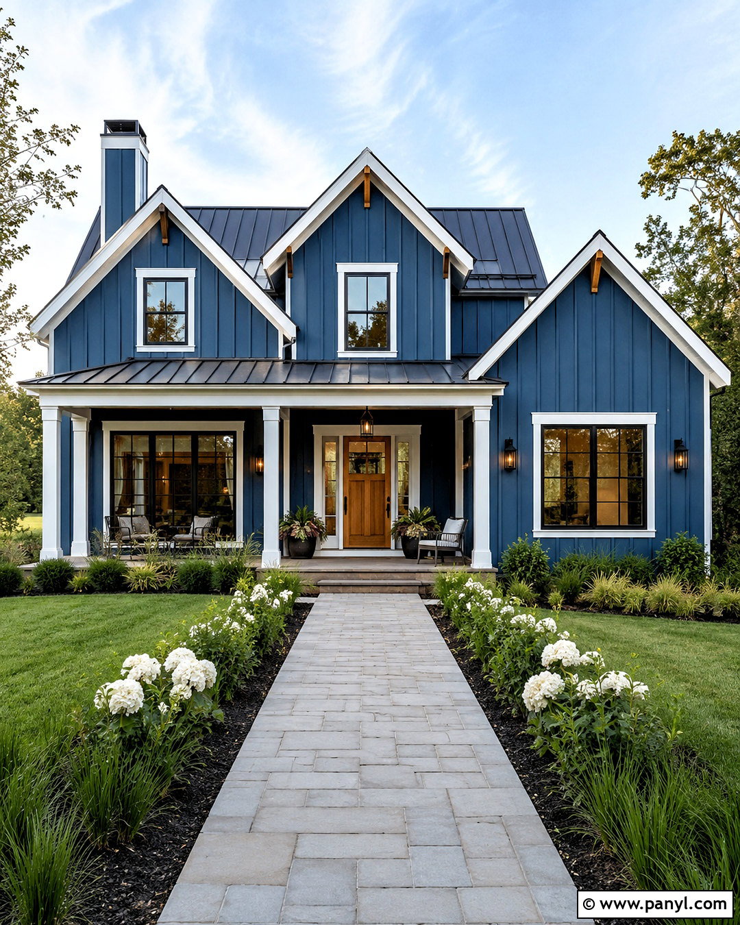 Blue Board And Batten House With White Trim - 20 blue house white trim ideas