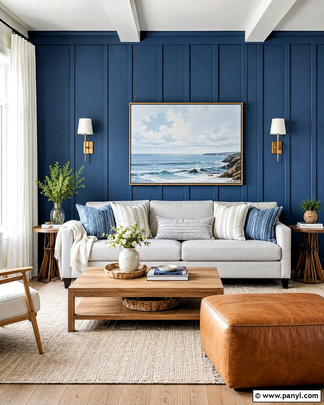 Blue Board And Batten Living Room Wall - 20 living room wall designs