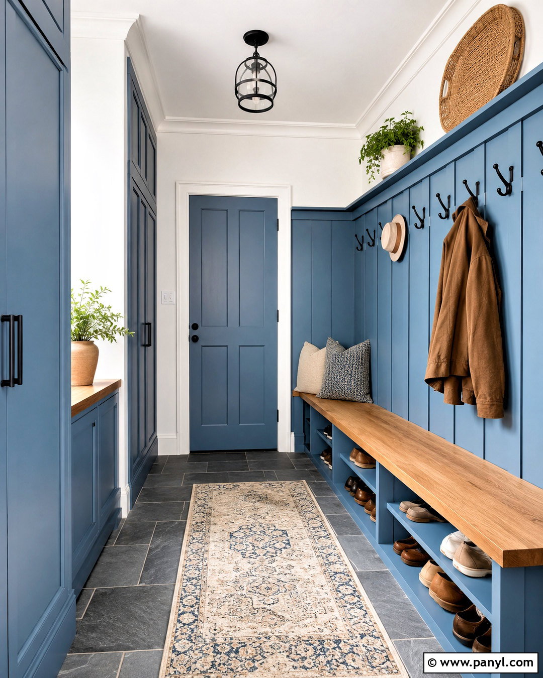 Blue Board And Batten Mudroom - 20 blue mudroom ideas