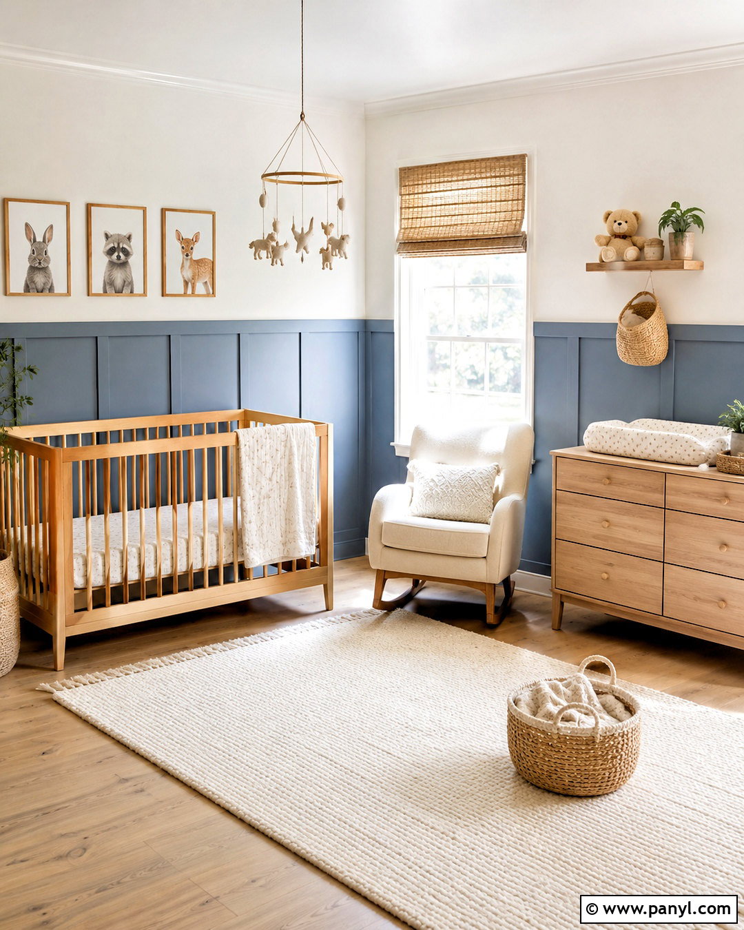 Blue Board And Batten Nursery - 20 blue wall panelling ideas