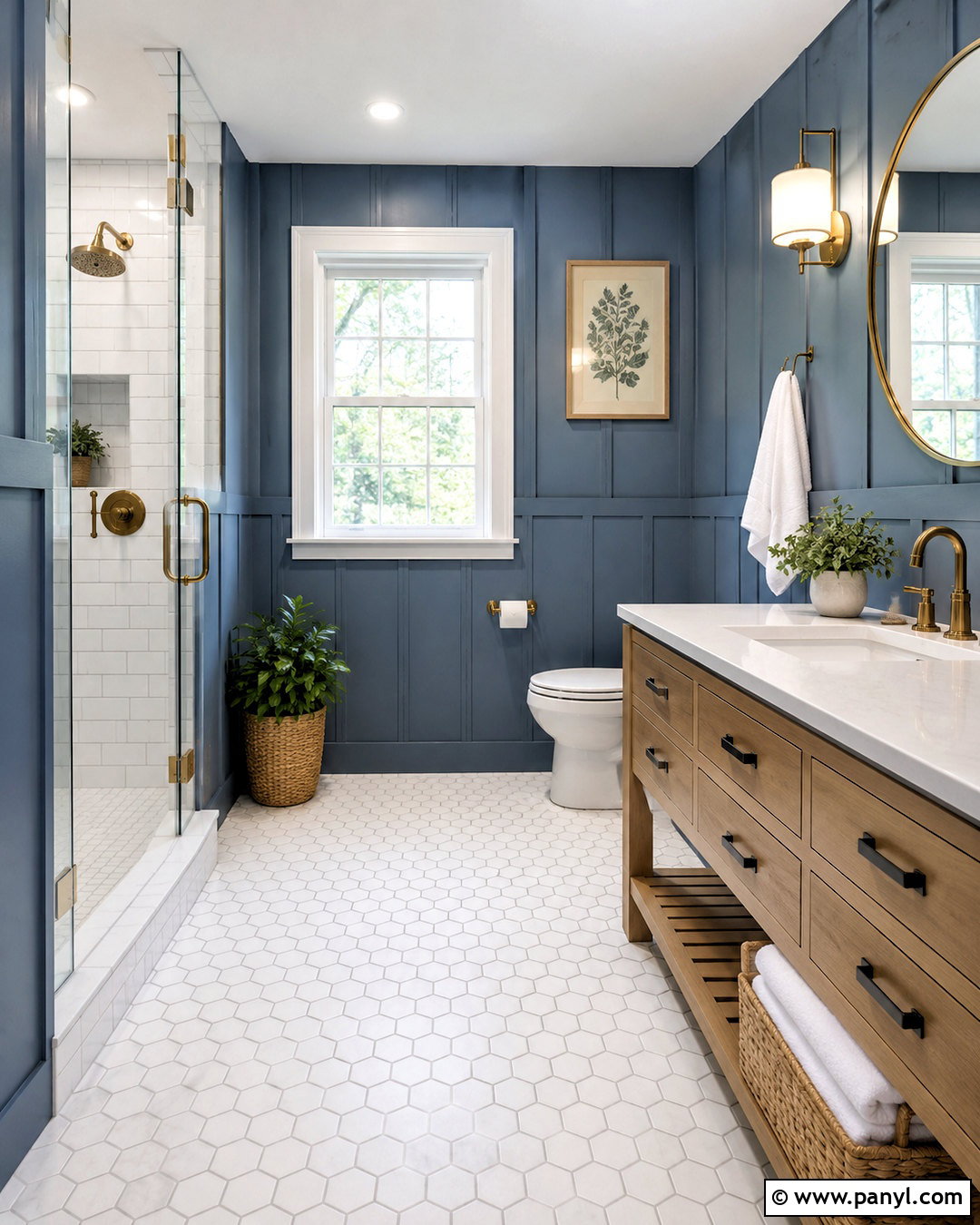 Blue Board and Batten Bathroom Wall - 20 blue board and batten wall ideas