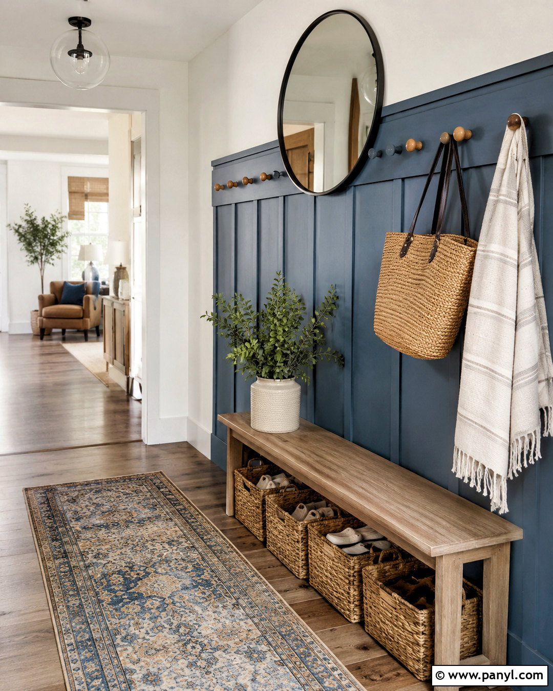 Blue Board and Batten Entryway Wall - 20 blue board and batten wall ideas