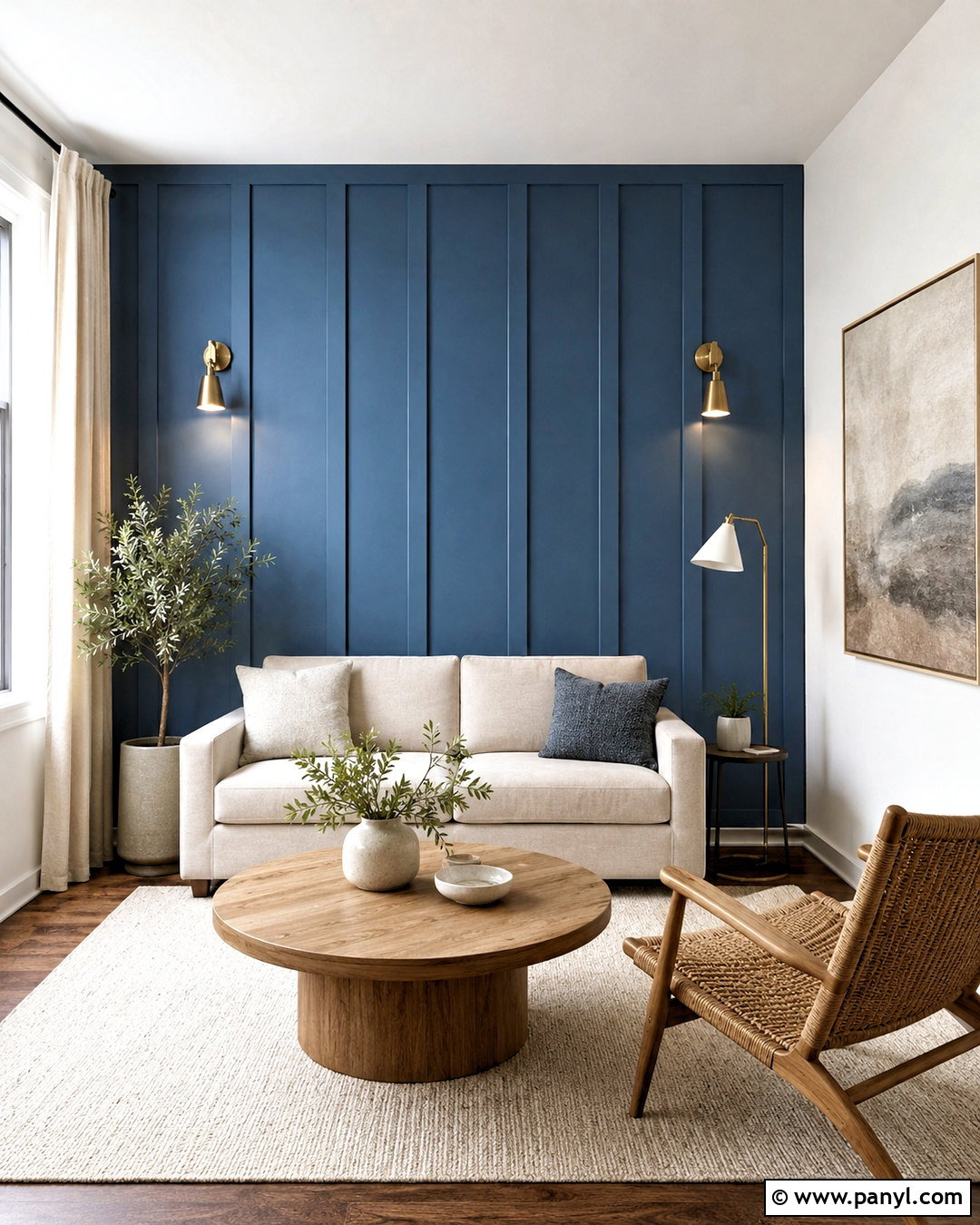 Blue Board and Batten Small Apartment Wall - 20 blue board and batten wall ideas