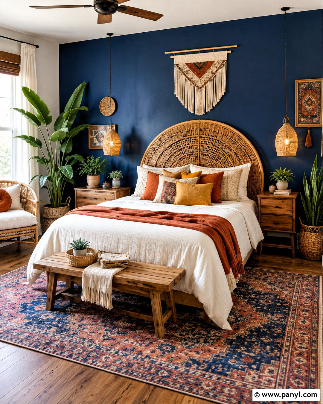 Blue Boho Bedroom Accent Wall - 40 Blue Accent Wall Ideas