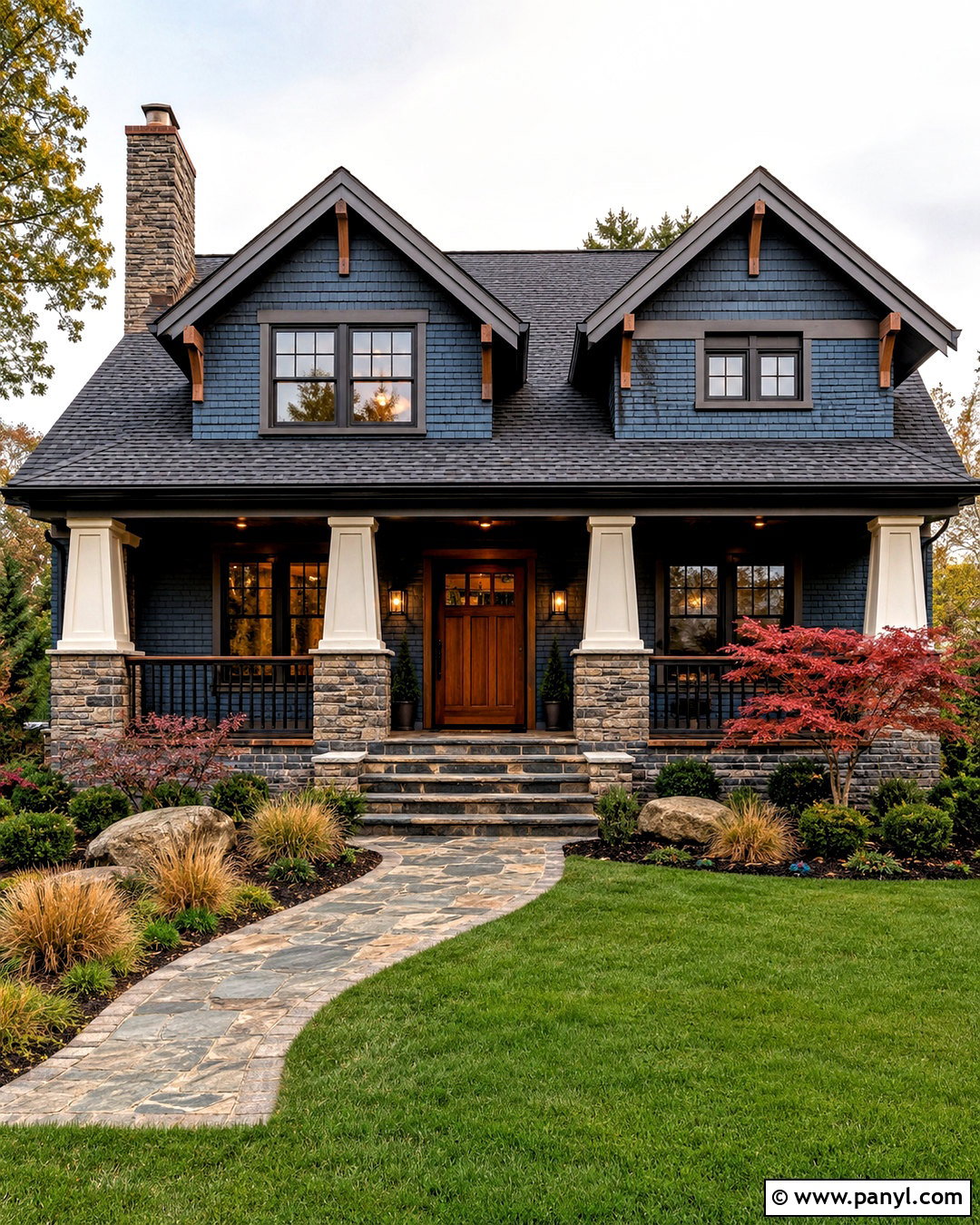 Blue Brick Craftsman House With Stone - 20 blue brick house exterior ideas