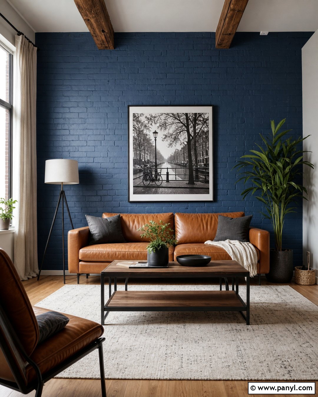 Blue Brick Feature Wall - 35 blue feature wall ideas