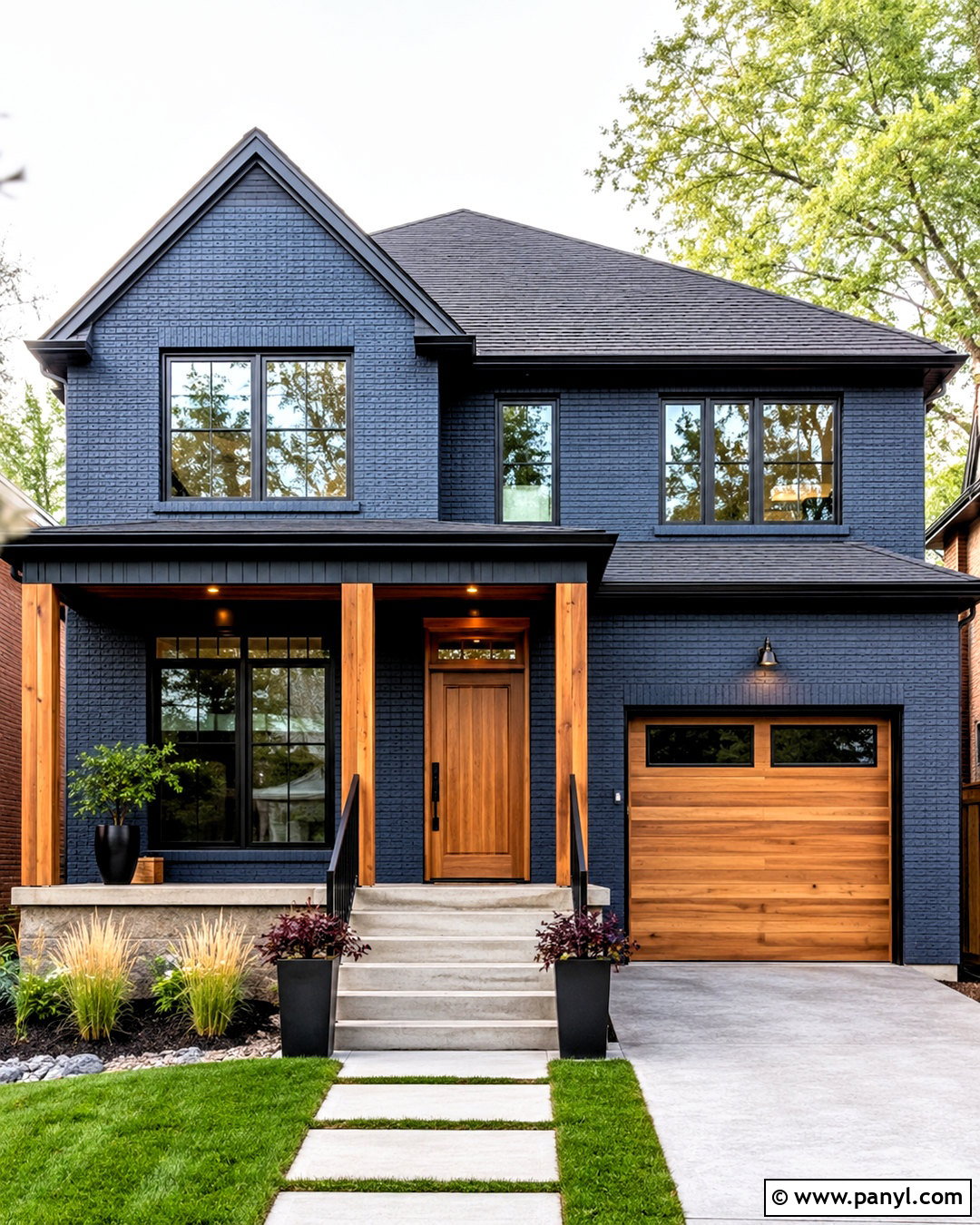 Blue Brick House With Cedar Accents - 20 blue brick house exterior ideas