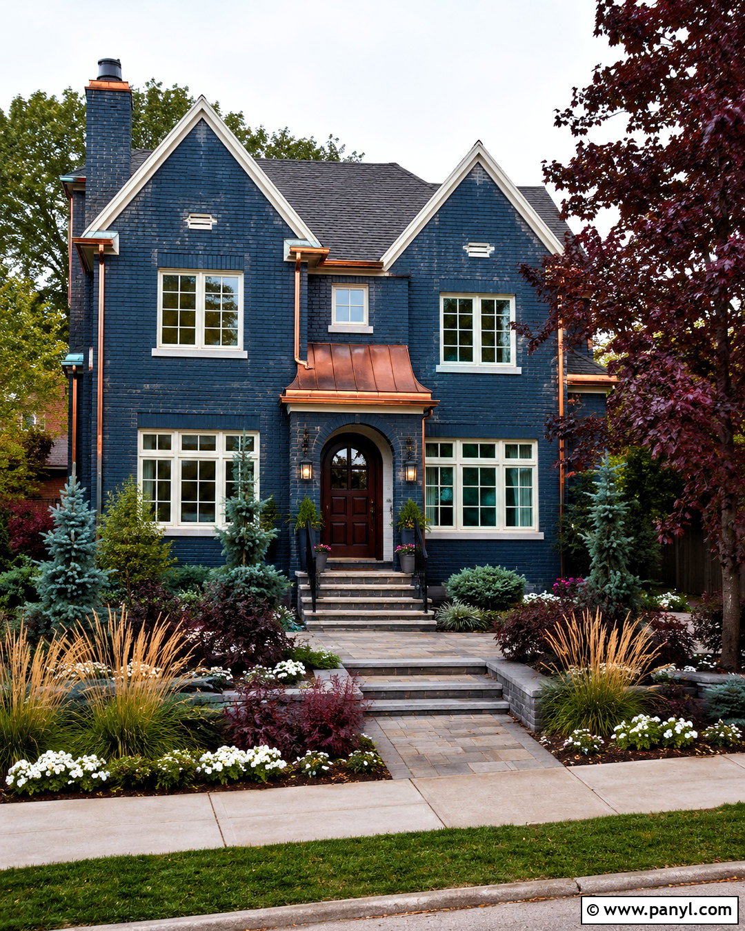 Blue Brick House With Copper Accents - 20 blue brick house exterior ideas