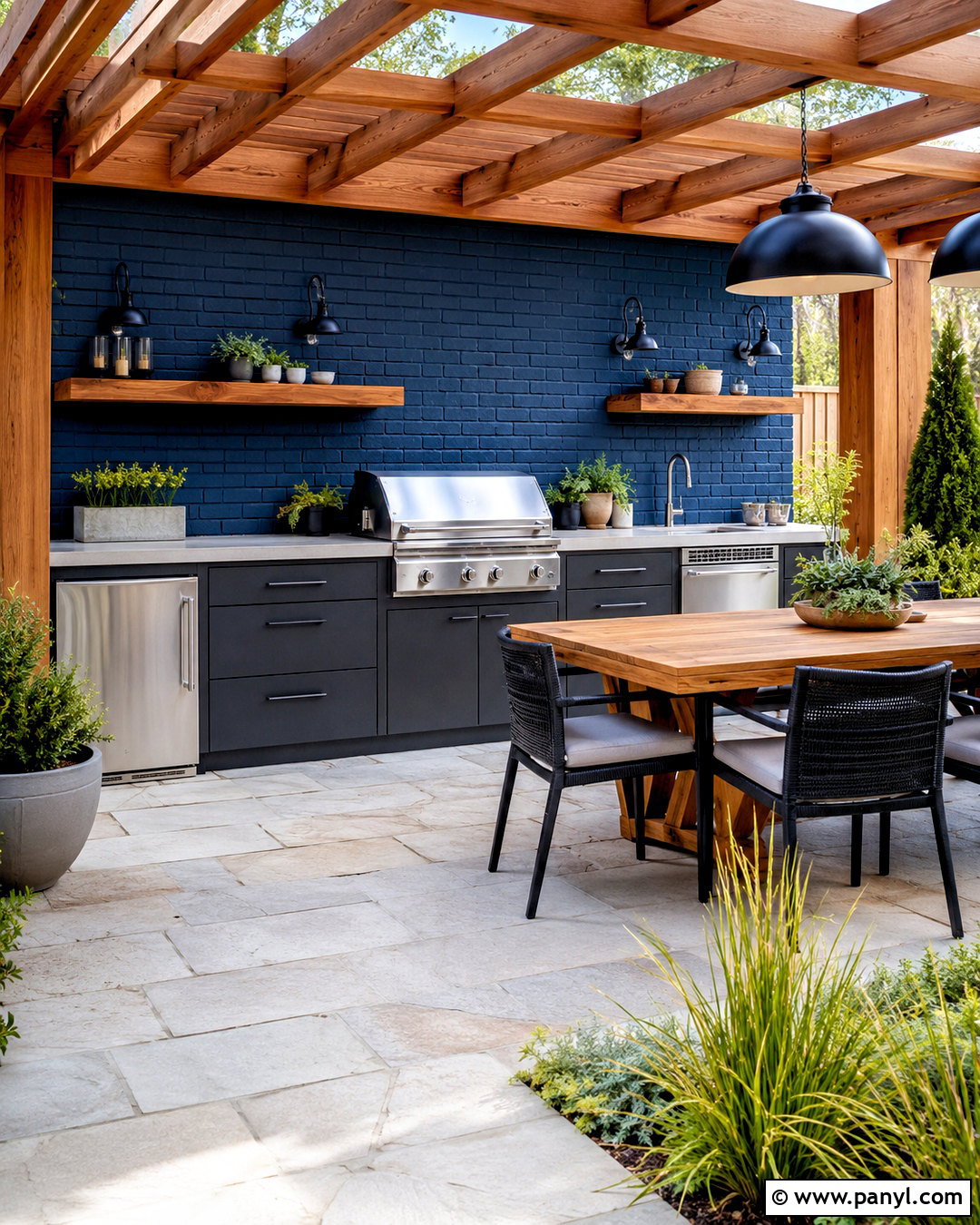 Blue Brick Outdoor Kitchen Wall - 20 blue brick wall ideas