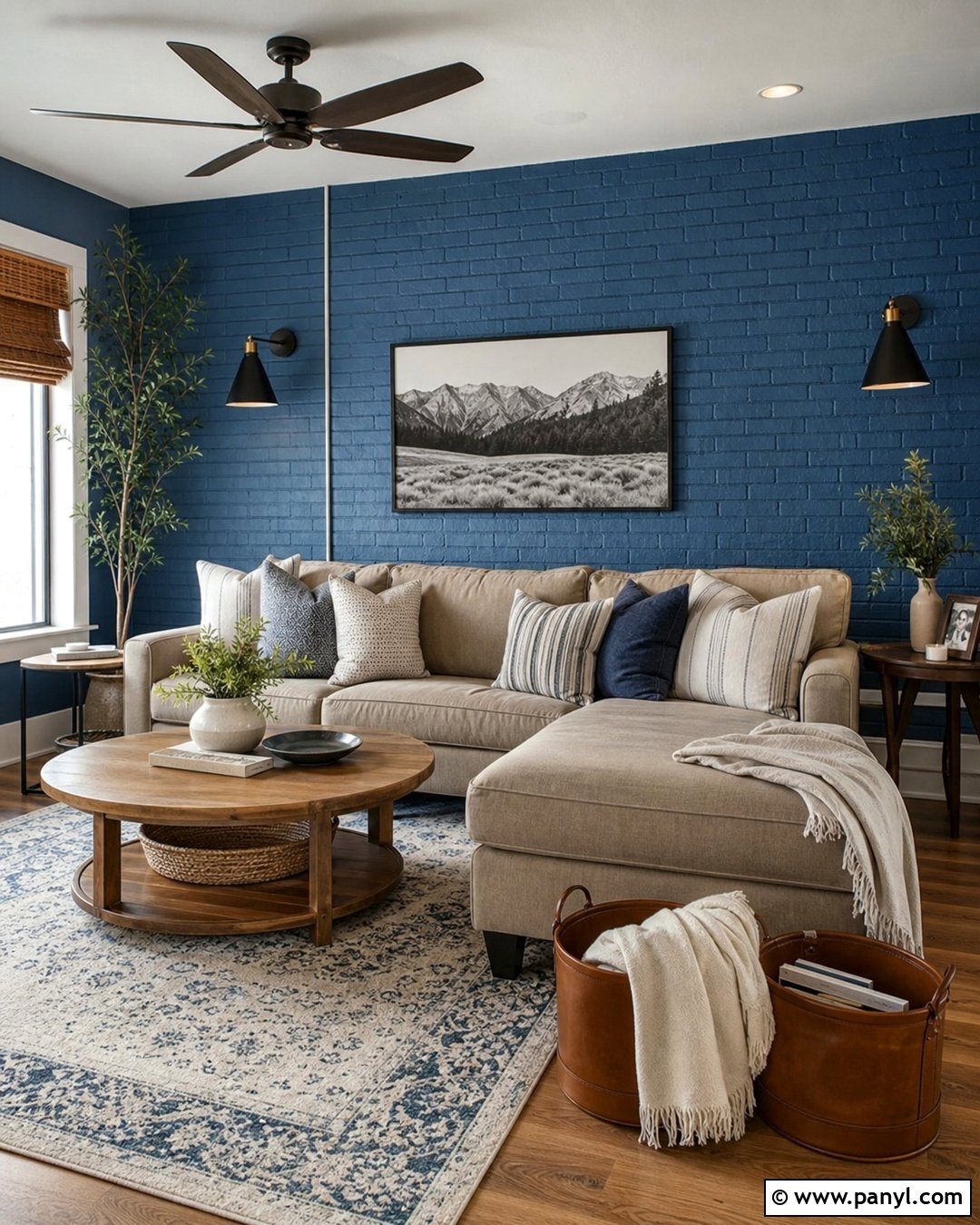 Blue Brick Wall Family Room - 25 Textured Blue Wall Ideas