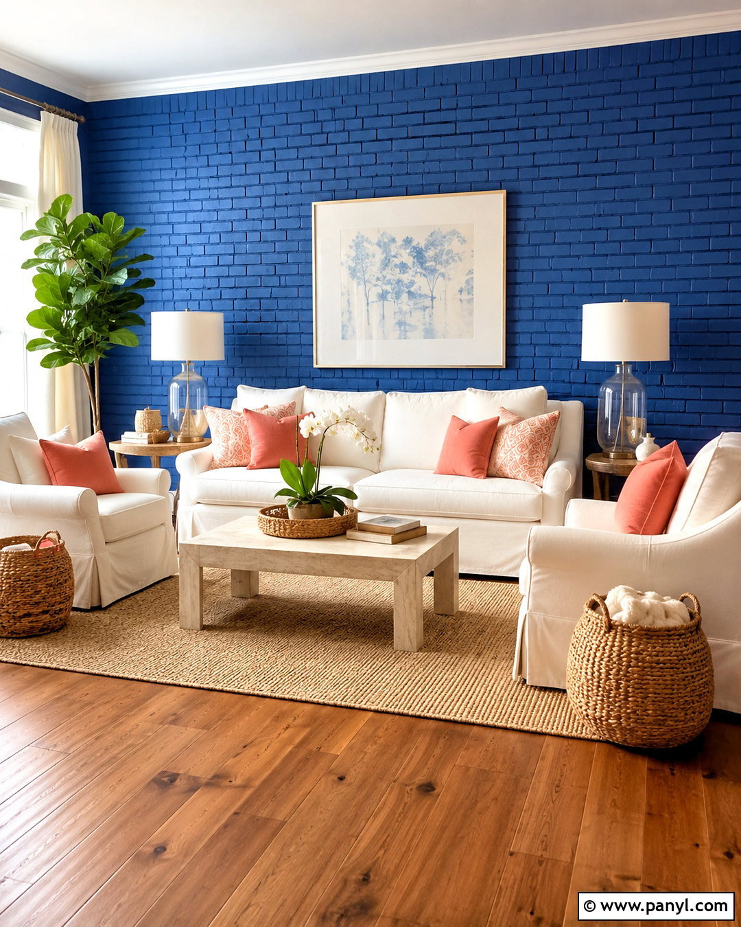 Blue Brick Wall With White Furniture - 20 blue brick wall ideas