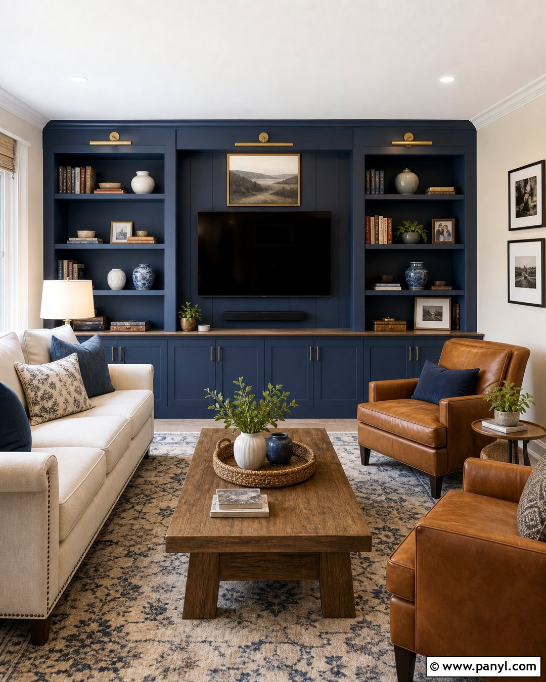Blue Built In Accent Wall Family Room - 20 Cream Walls With Blue Accent Wall Ideas