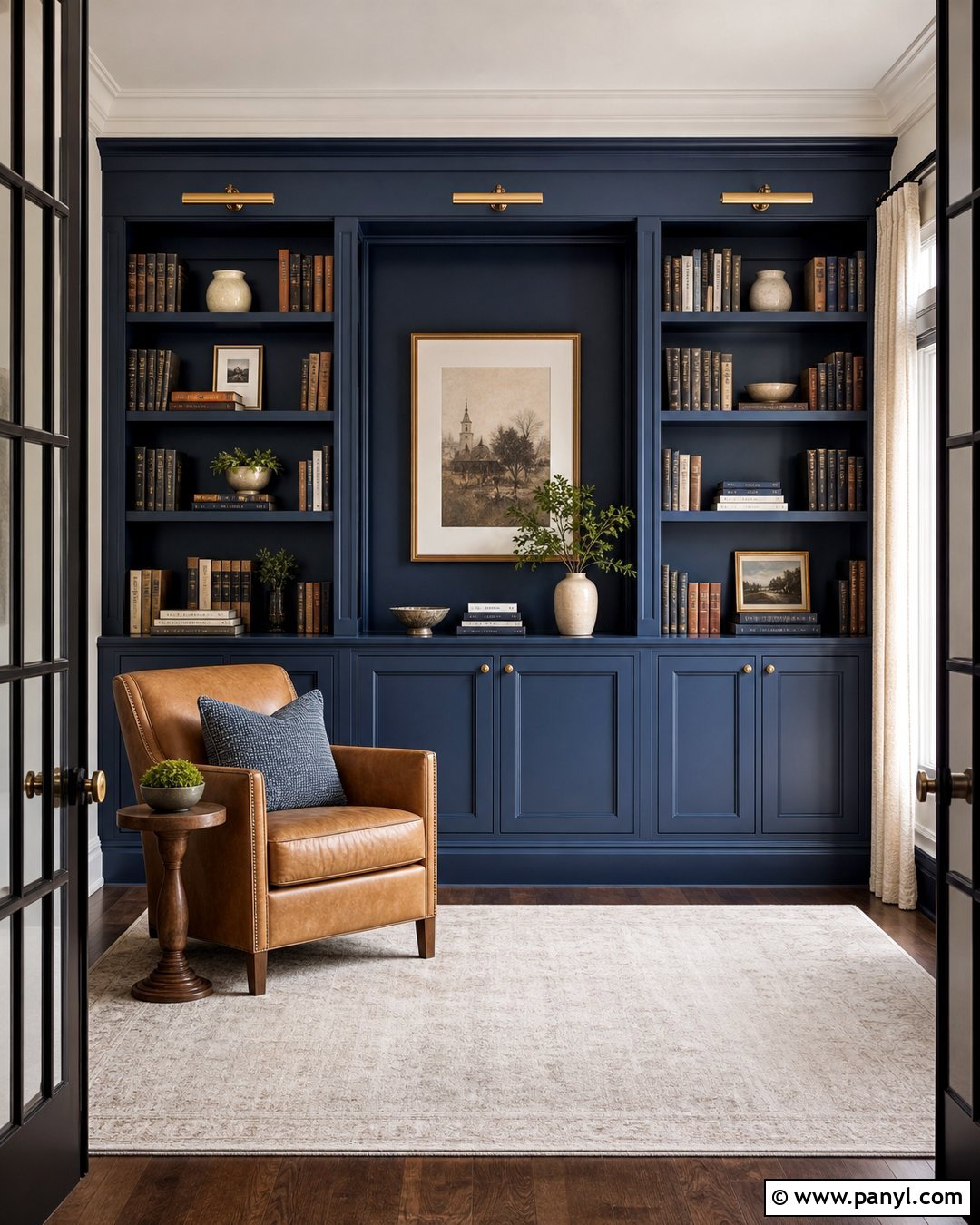 Blue Built-In Bookshelf Feature Wall - 35 blue feature wall ideas
