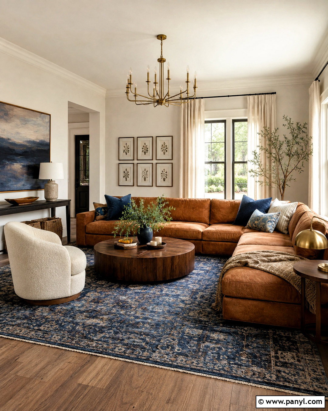Blue Built-Ins With Brown Furniture - 20 brown and blue living room ideas