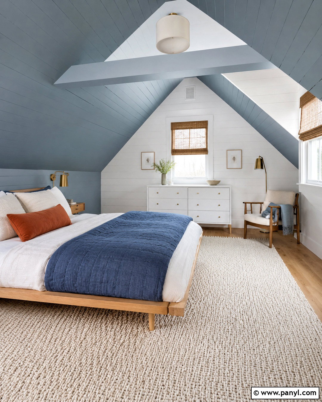 Blue Ceiling Attic Bedroom - 20 White Walls With Blue Ceiling Ideas