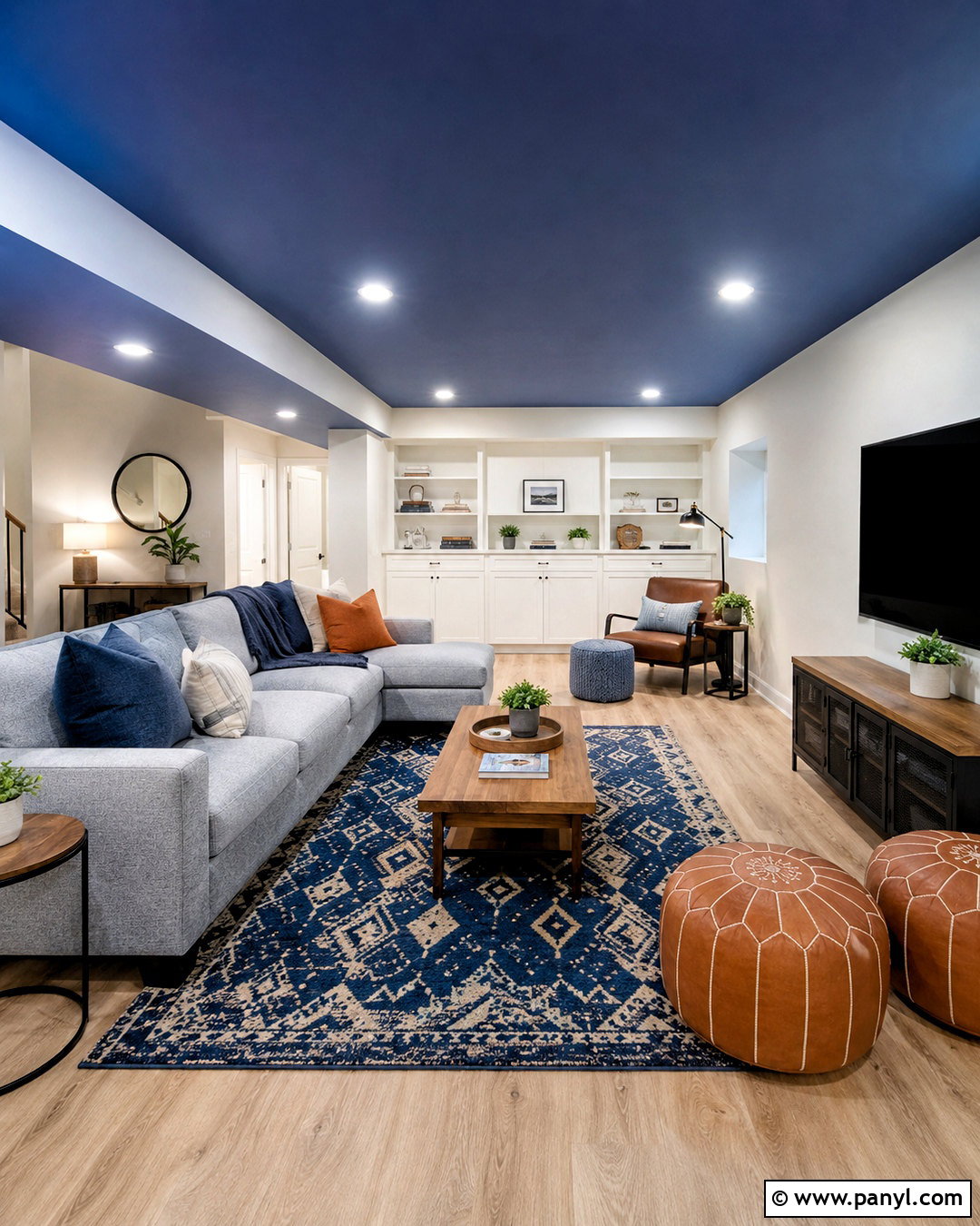 Blue Ceiling Basement Lounge - 20 White Walls With Blue Ceiling Ideas