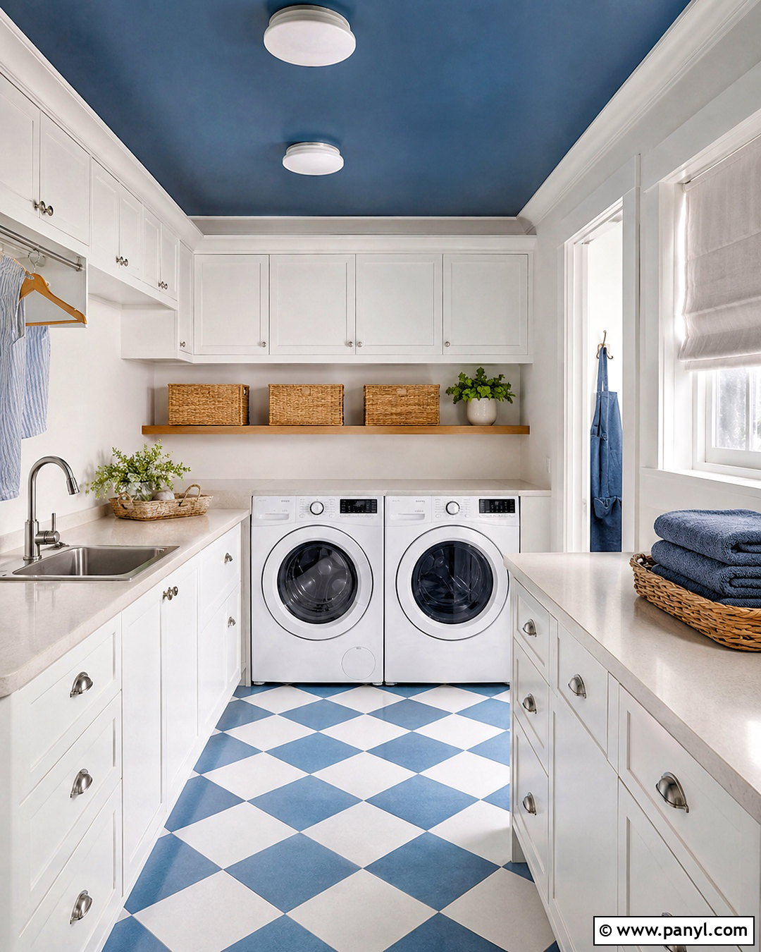 Blue Ceiling Laundry Room - 20 White Walls With Blue Ceiling Ideas