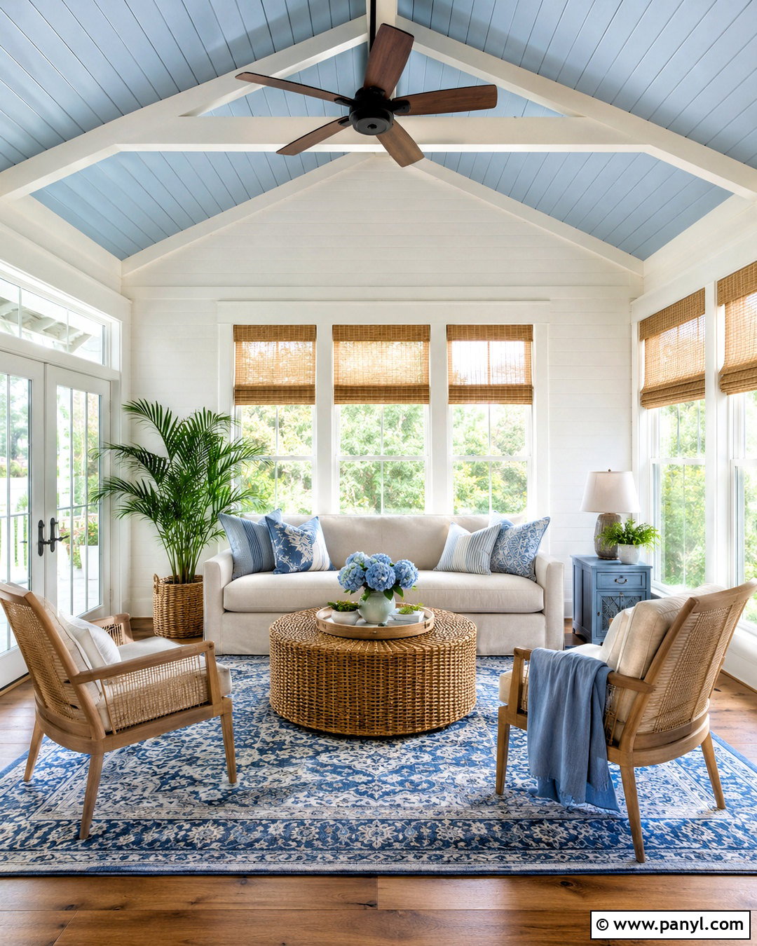Blue Ceiling Sunroom - 20 blue sunroom ideas
