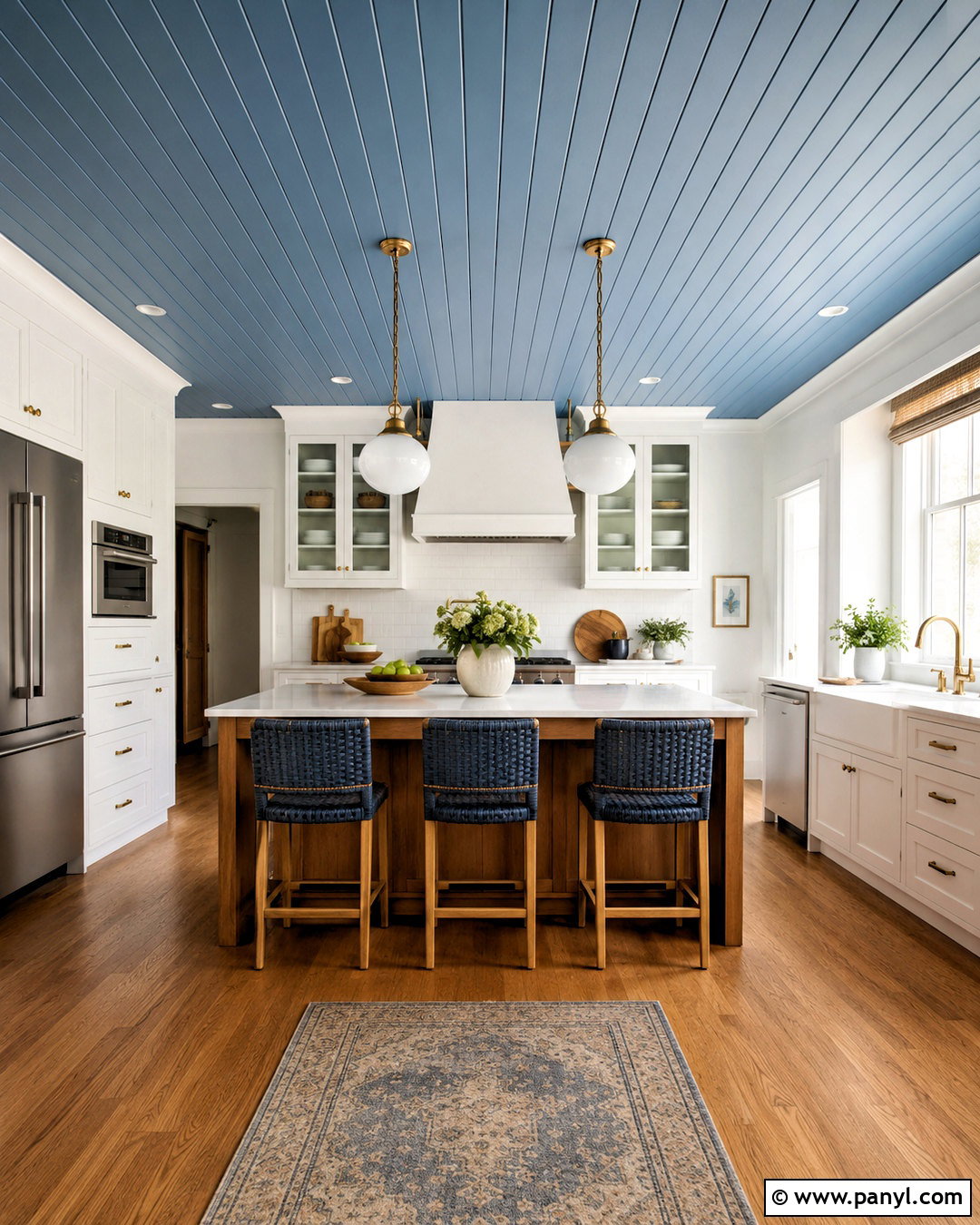 Blue Ceiling White Kitchen - 20 White Walls With Blue Ceiling Ideas