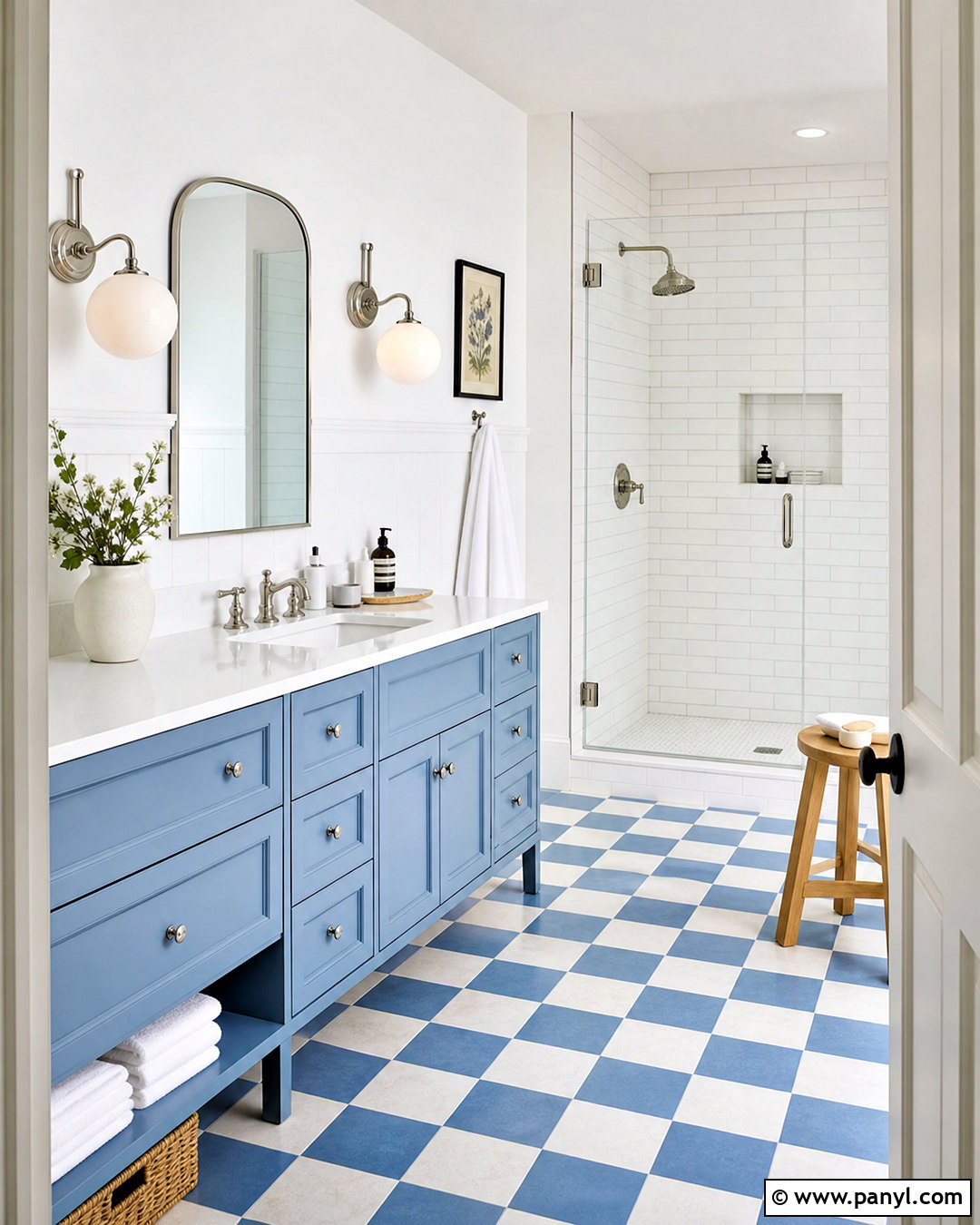 Blue Checkerboard Floor Bathroom - 20 bathroom remodel blue ideas