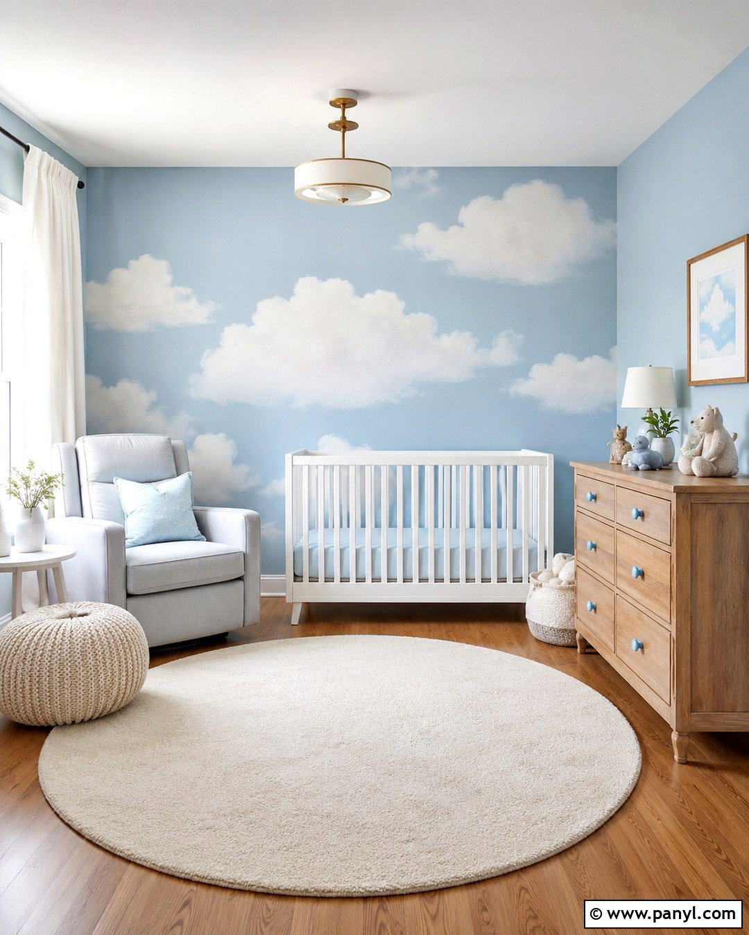 Blue Cloud Accent Wall Nursery - 20 Blue Accent Wall Nursery Baby Boy Ideas