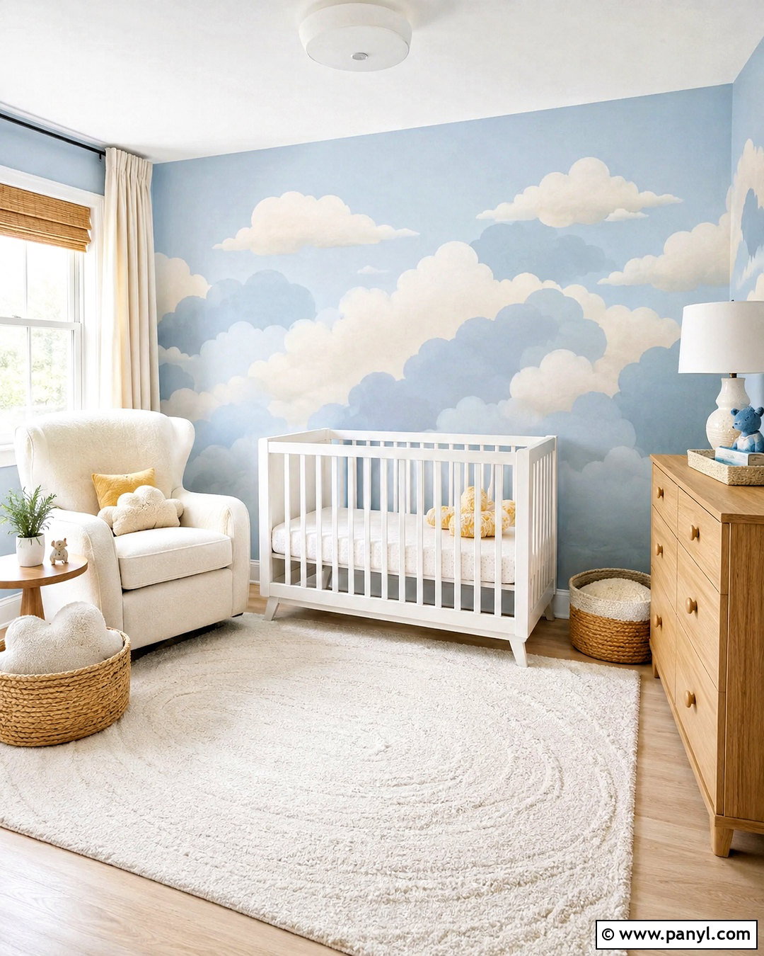 Blue Cloud Nursery Wall - 20 nursery wall painting ideas
