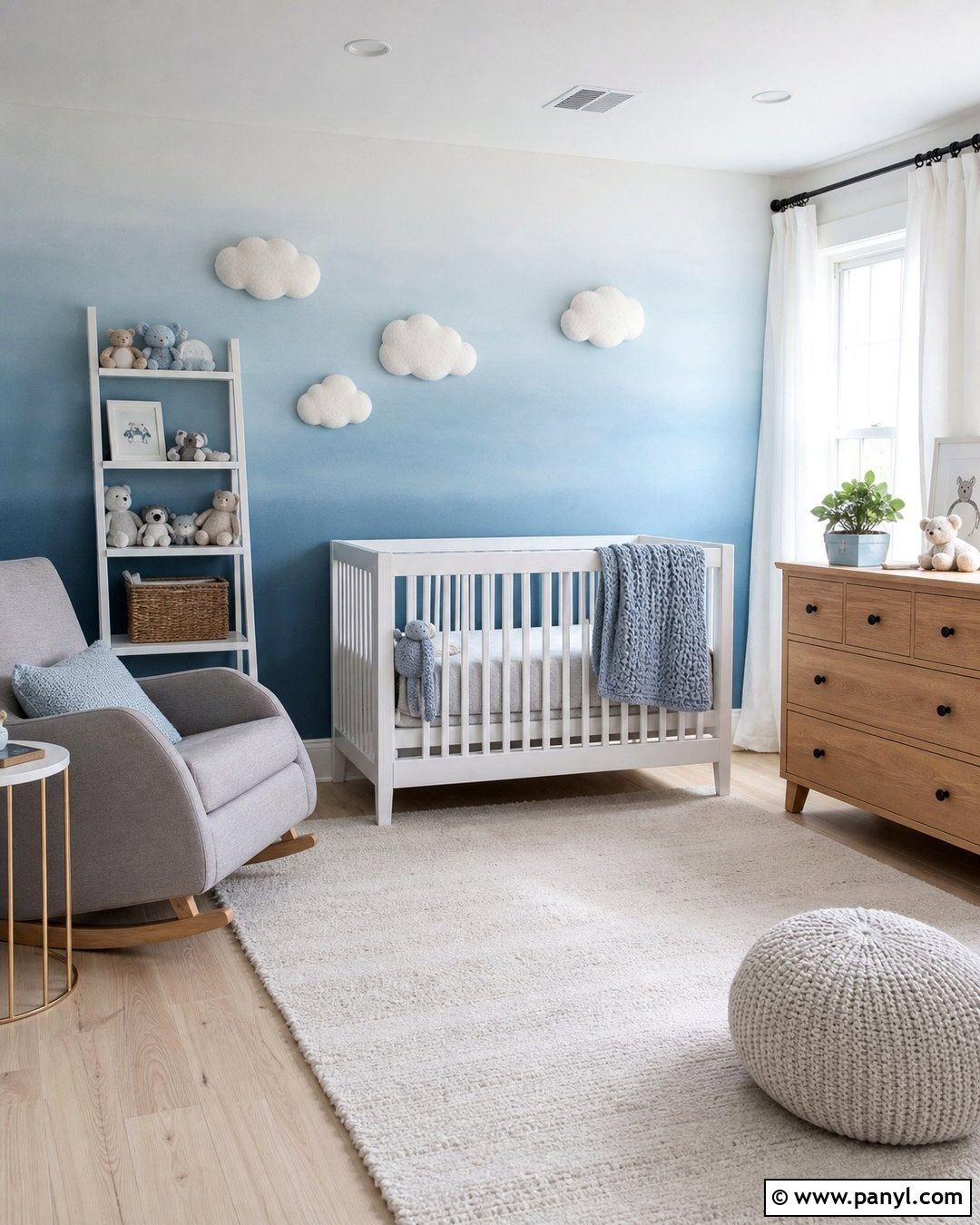 Blue Cloud Ombre Accent Wall Nursery - 25 Ombre Accent Wall Ideas