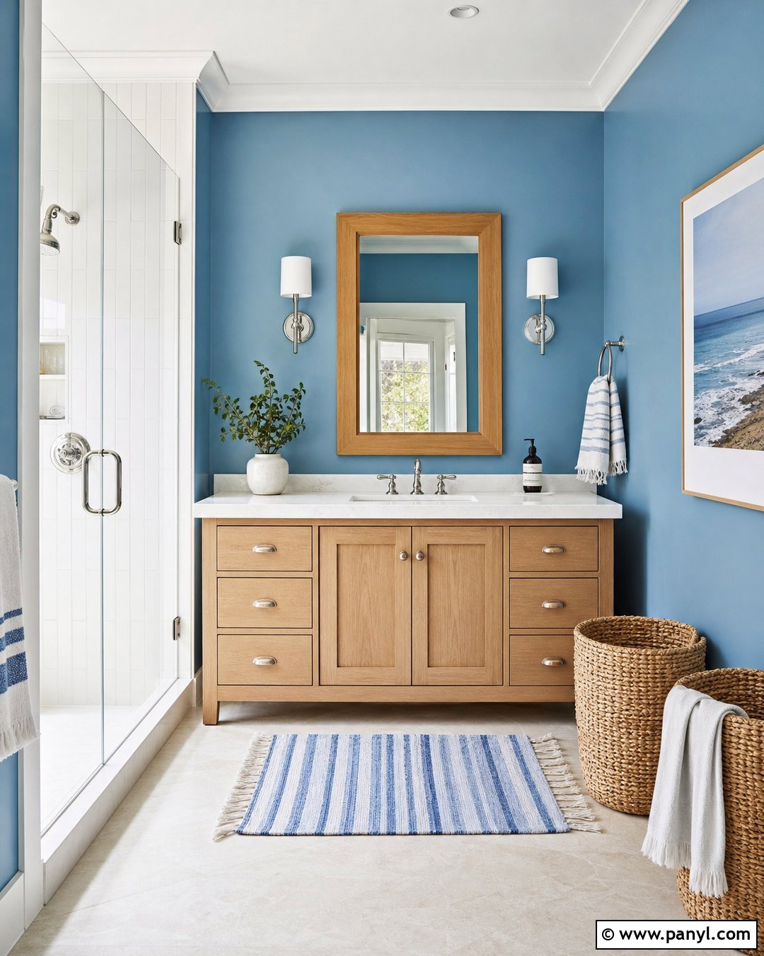 Blue Coastal Bathroom Walls - 35 Blue Bathroom Walls