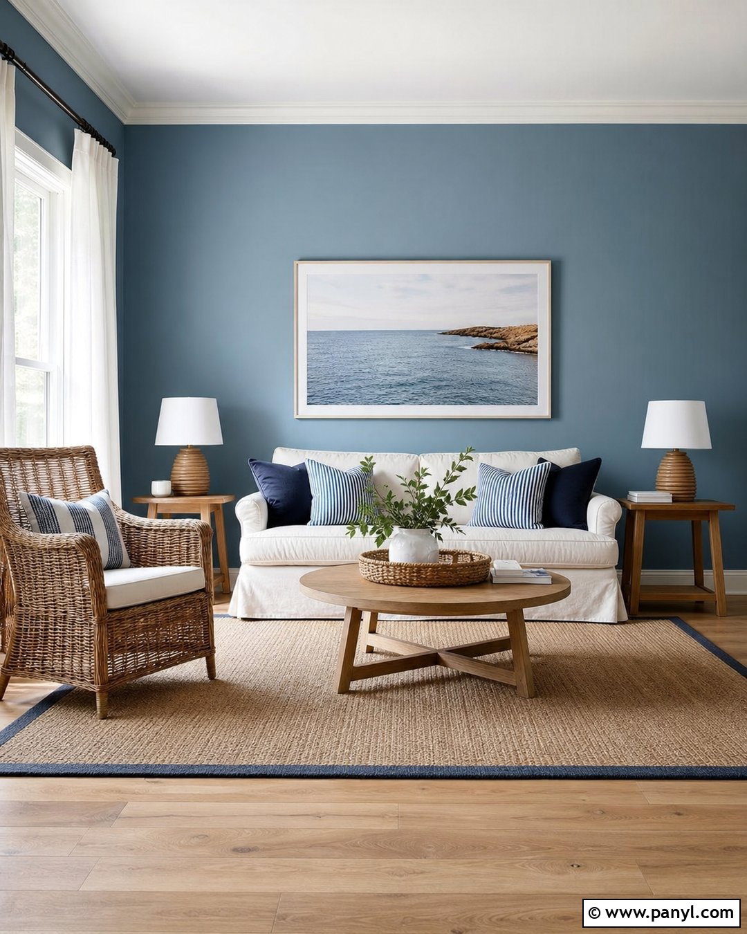 Blue Coastal Living Room Feature Wall - 35 blue feature wall ideas