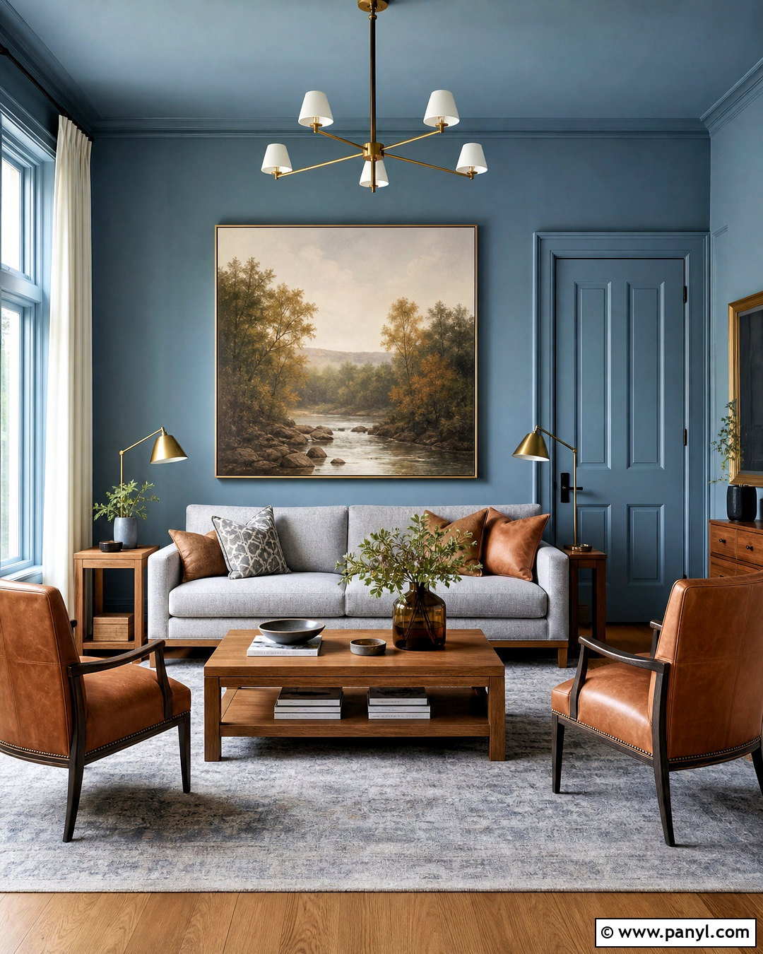 Blue Color Drench Wall Painting - 20 room wall painting ideas aesthetic ideas