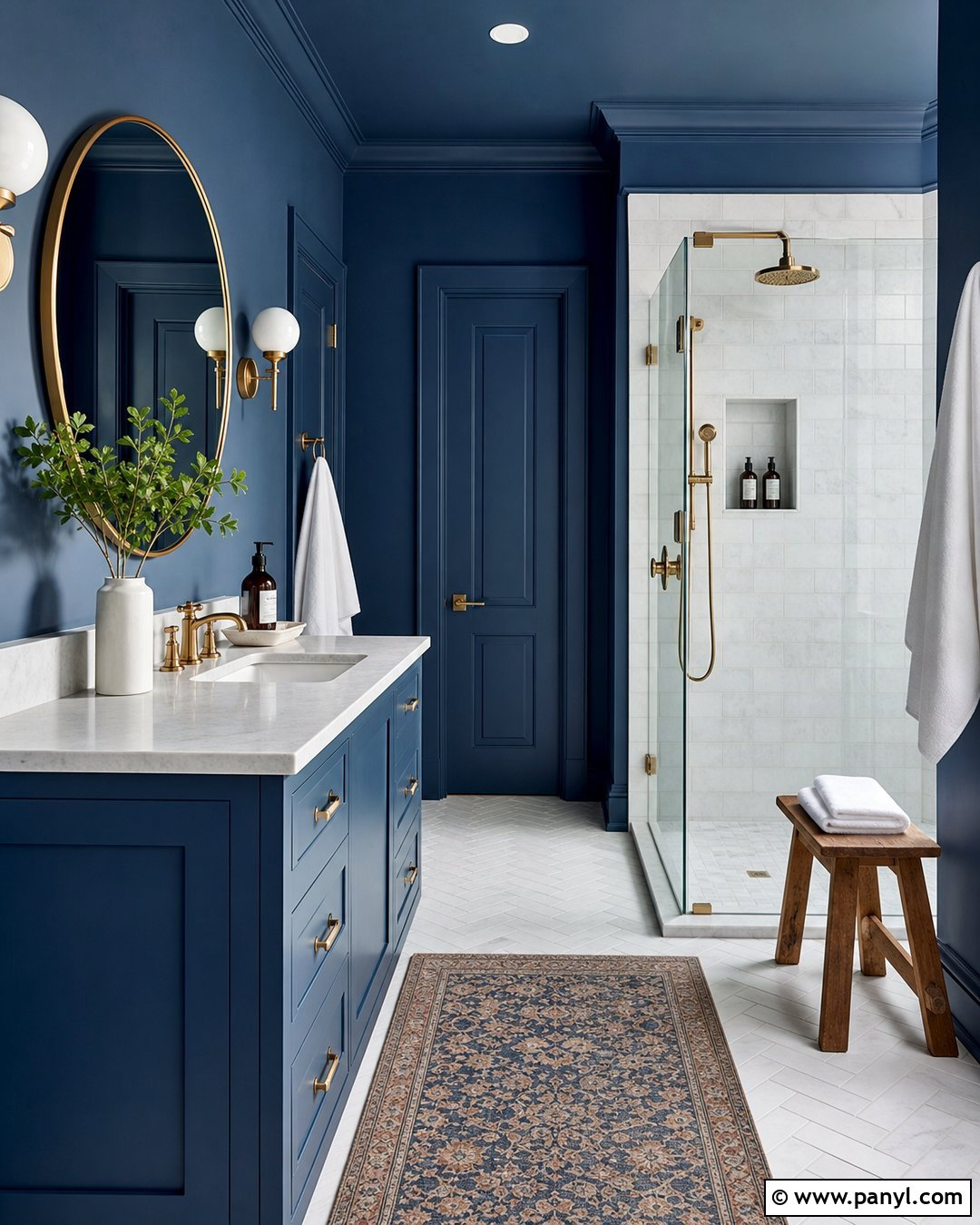 Blue Color Drenched Bathroom Walls - 35 Blue Bathroom Walls