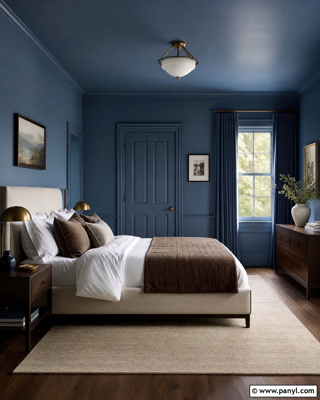 Blue Color Drenched Bedroom - 35 Blue Painted Walls
