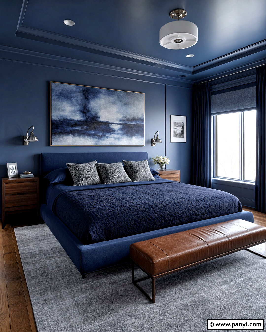 Blue Color Drenched Bedroom - 20 bedroom inspirations