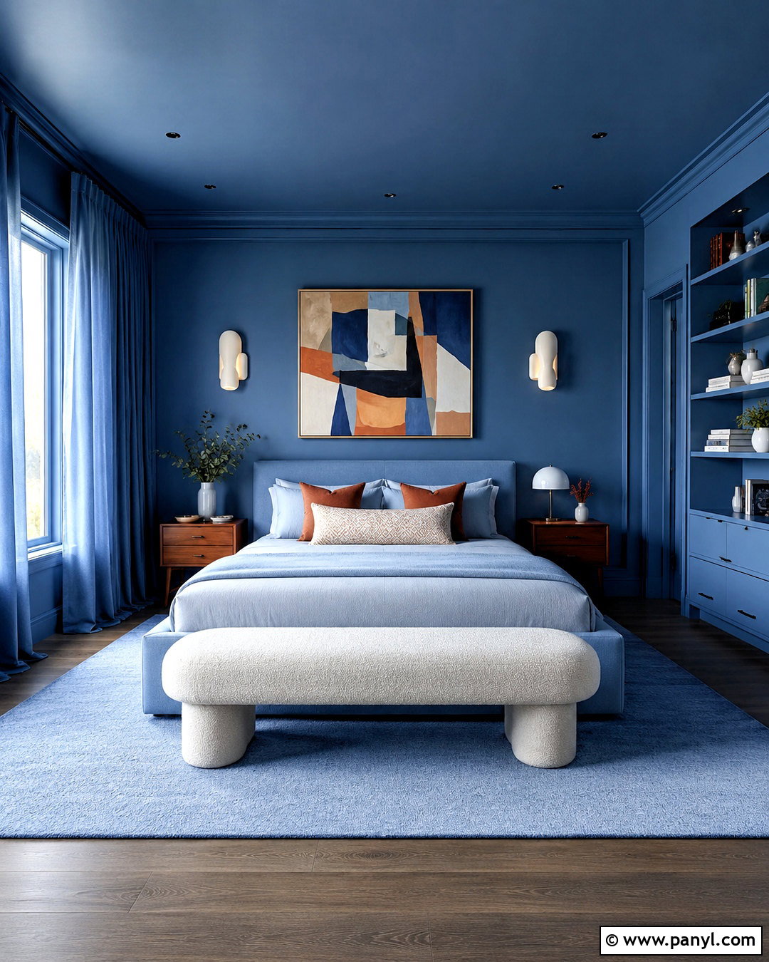Blue Color-Drenched Bedroom - 20 blue rooms bedroom ideas