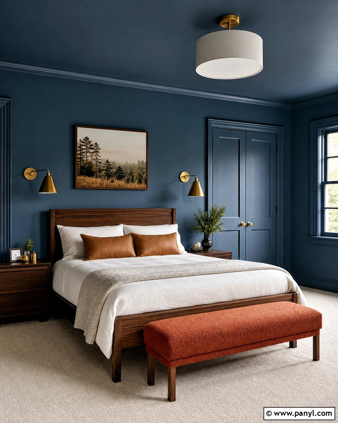 Blue Color-Drenched Bedroom - 20 blue wall painting ideas