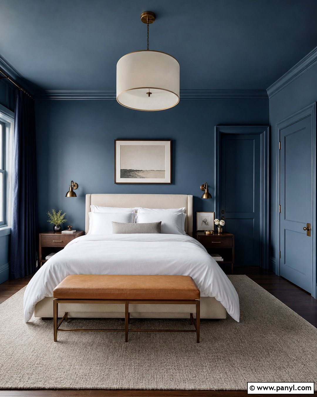 Blue Color Drenched Bedroom - 20 Calming Blue Wall Color Ideas