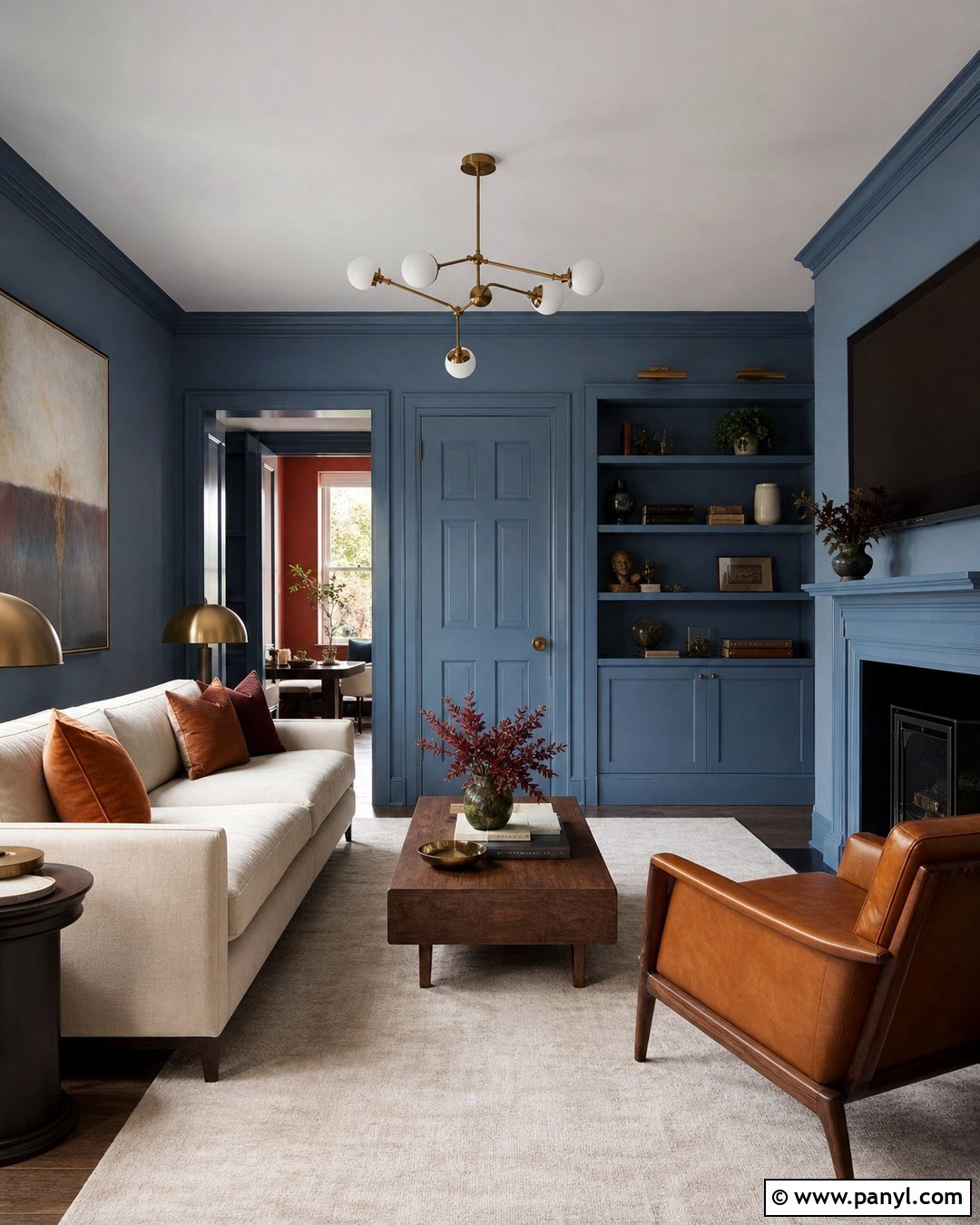 Blue Color Drenched Living Room Wall Color - 50 wall colour ideas