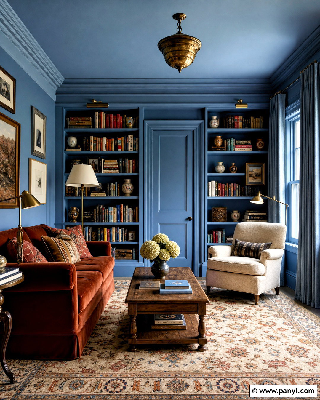 Blue Color Drenched Room - 20 blue wall ideas