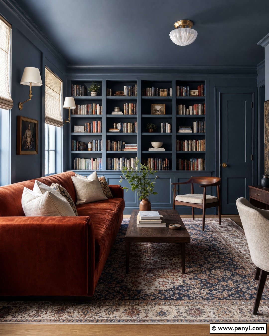 Blue Color Drenched Room - 30 blue wall interior ideas